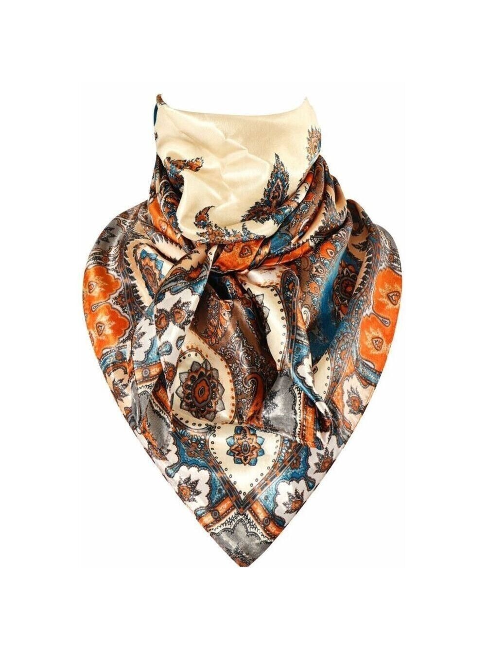 Wild Rag Scarf Paisley Bandana Neckerchief Large 35 Inch Silk Feel - Picture 2 of 8
